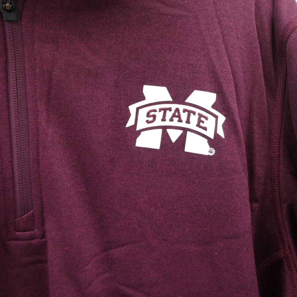 Mississippi State Bulldogs Mens‎ Large Red Adidas 1/4 Zip Fleece Climawarm New